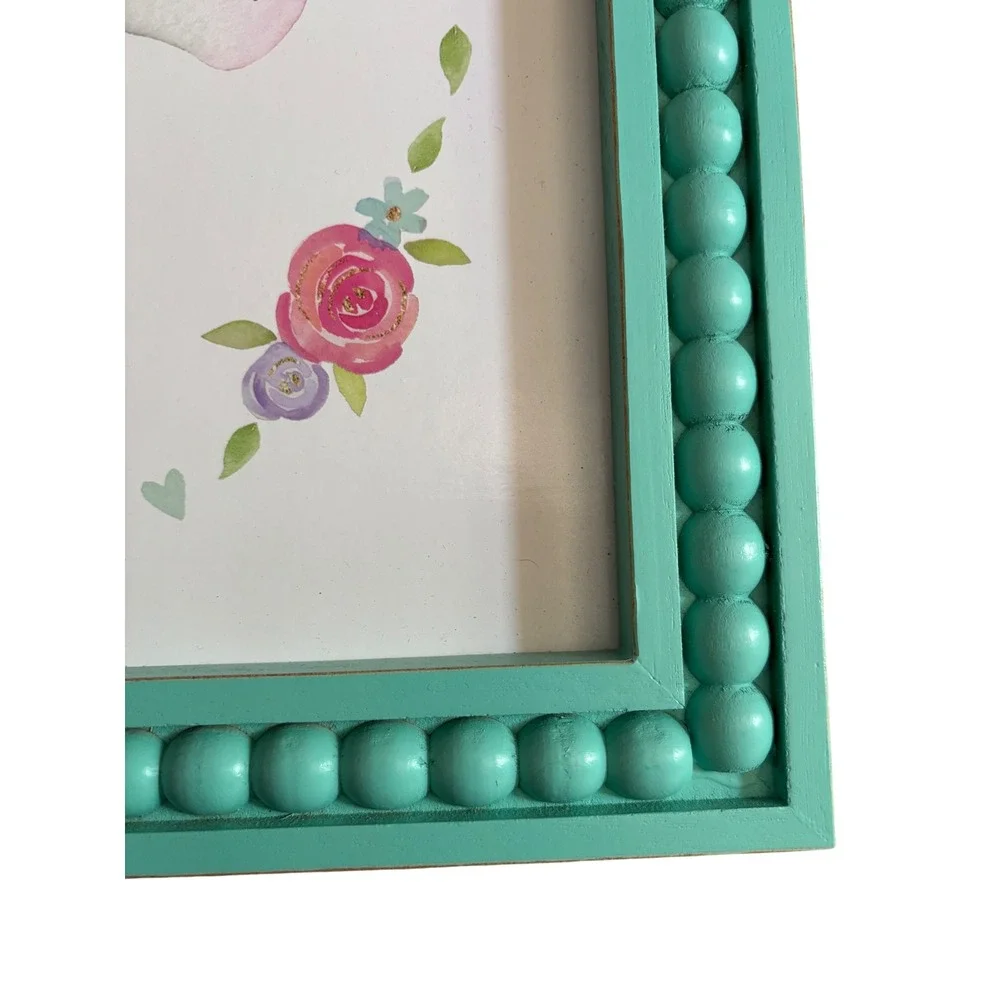 Hobby‎ Lobby Unicorn Wall Decor Kids Teal Square Beaded Floral Art 13x13 581632